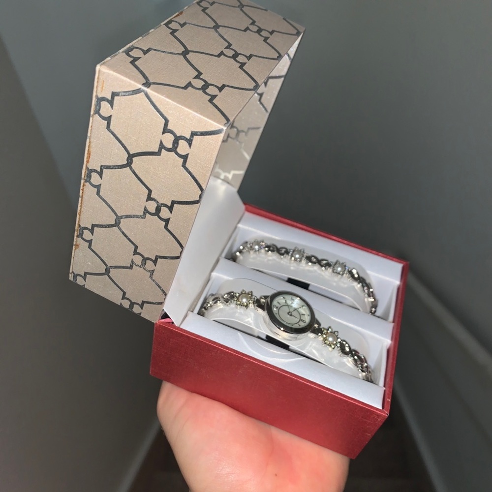 silver bracelet & watch